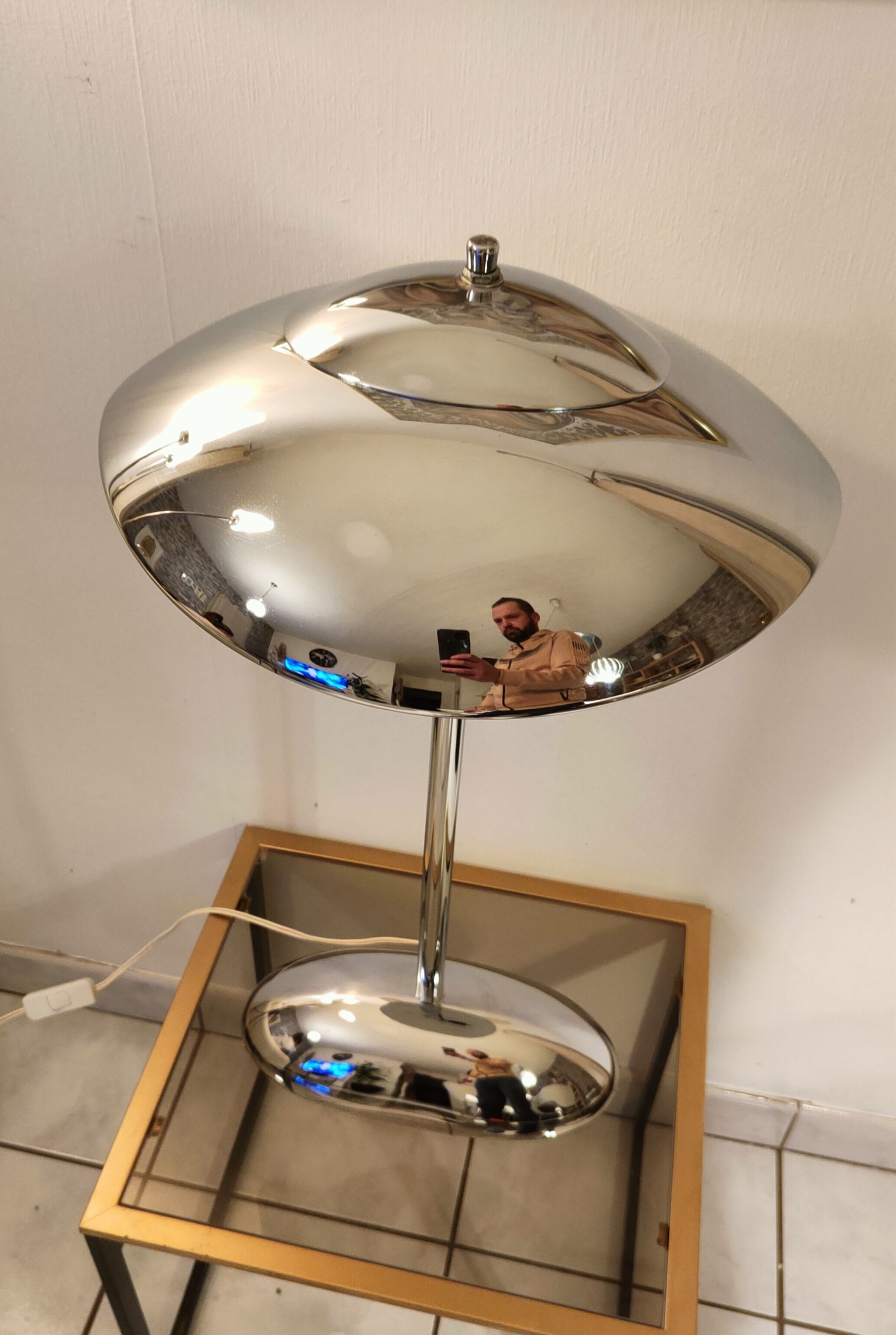 Vintage chrome mushroom lamp 1970 to 1980