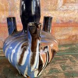 Pair of marbled blue soliflore vases