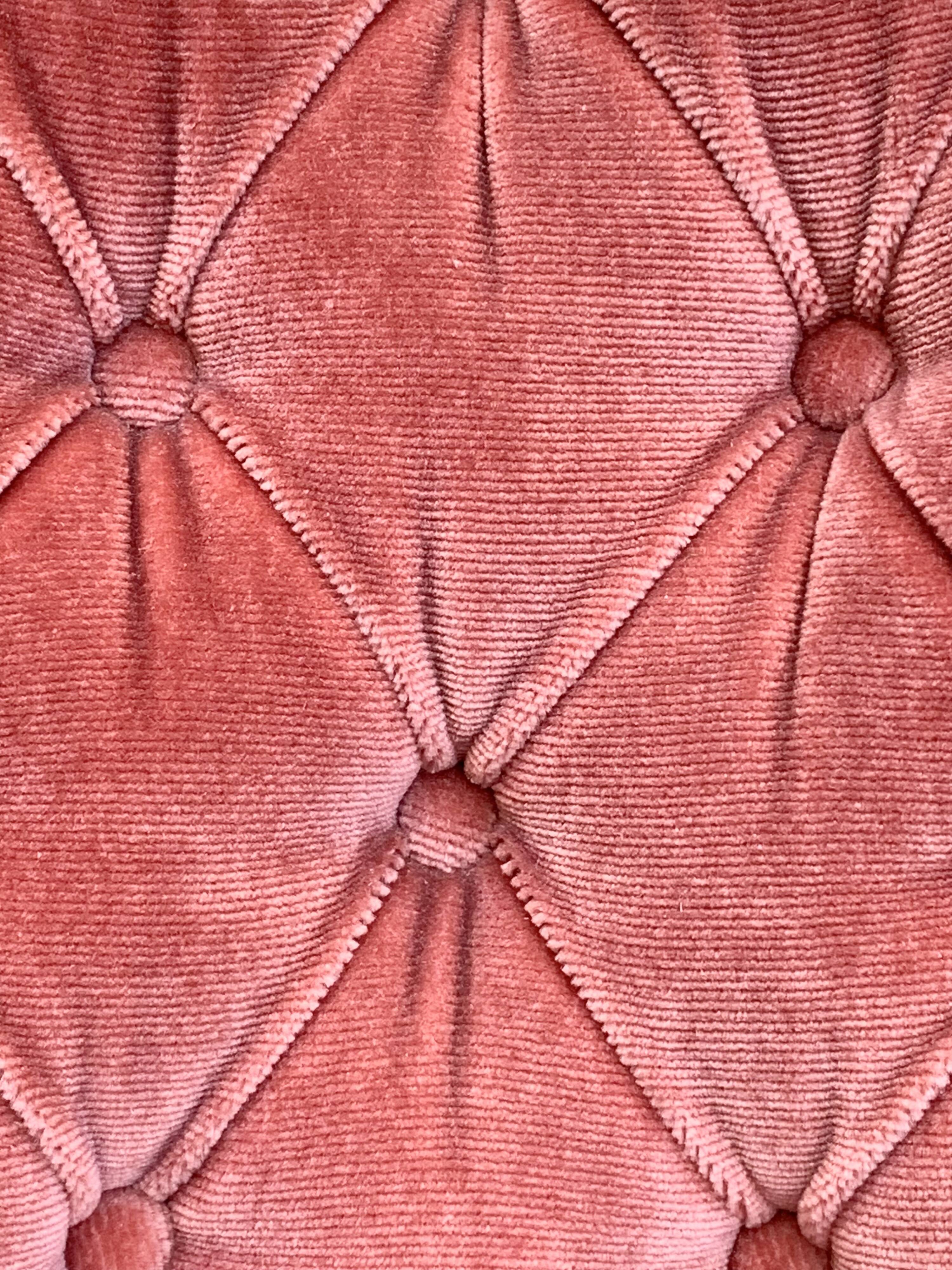Pink velvet padded toad armchair 1970