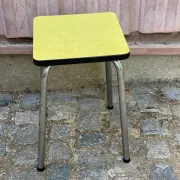 Vintage Yellow Formica Stool with Chrome Legs — 1960s/70s