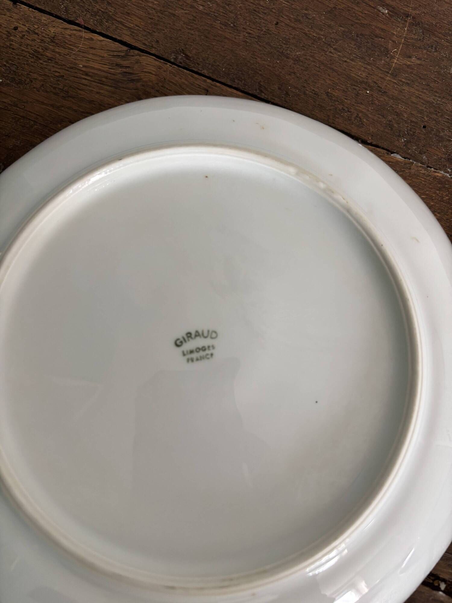Set of 4 white porcelain deep plates – Giraud Limoges – 21.5
