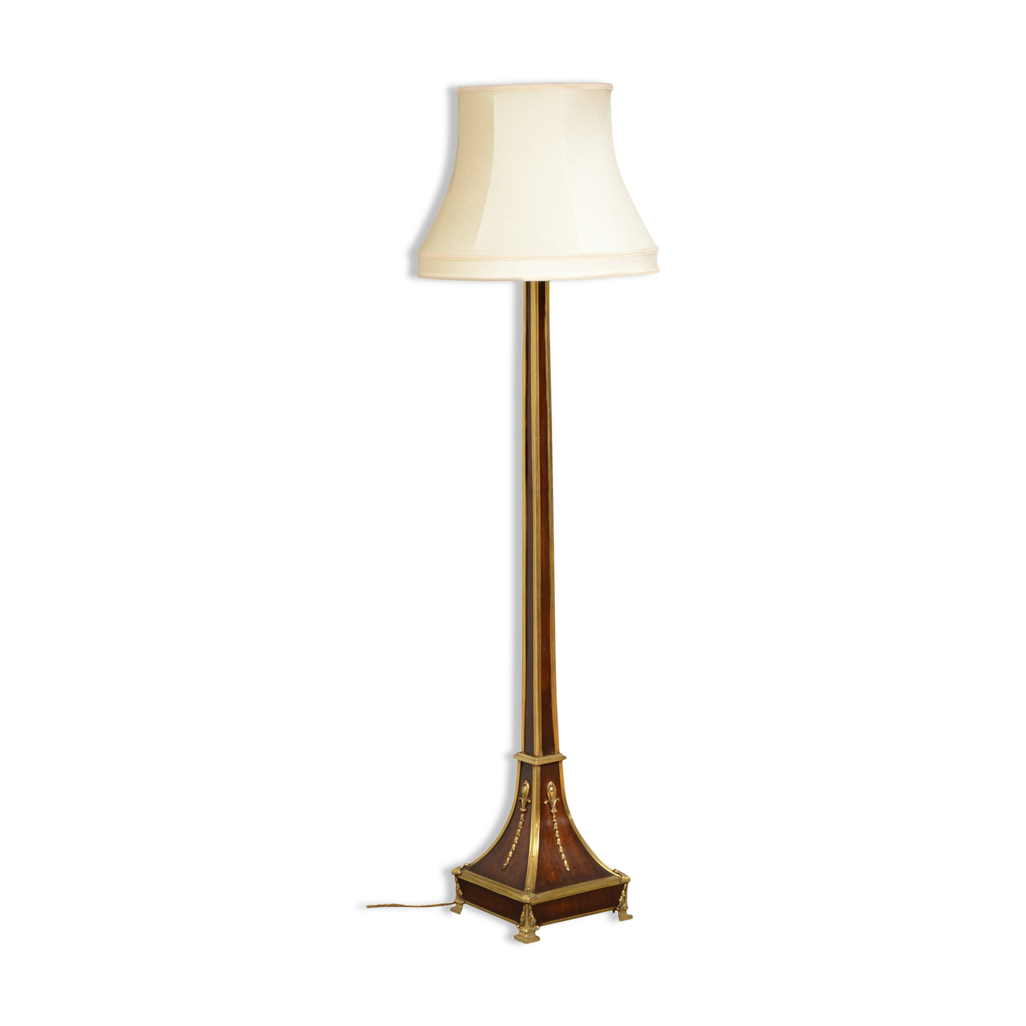 Early XXth century rosewood and brass floor lamp