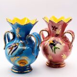 Pair of authentic Monaco Ceroc vases in blue ceramic