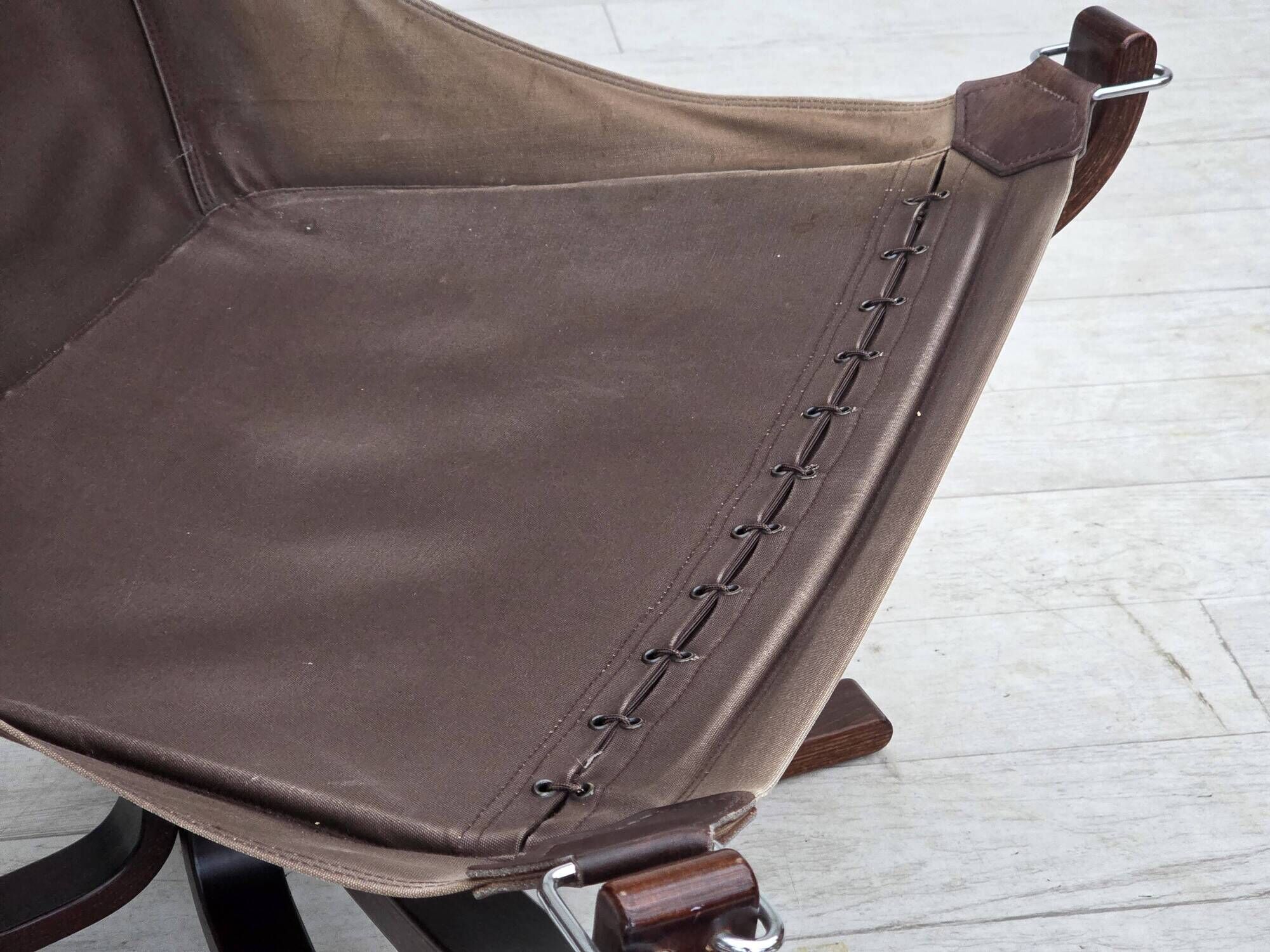 1970s, Norwegian design by Sigurd Ressel, chair "Falcon" with footstool.