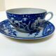tea cup and Japanese saucer in blue and white porcelain
