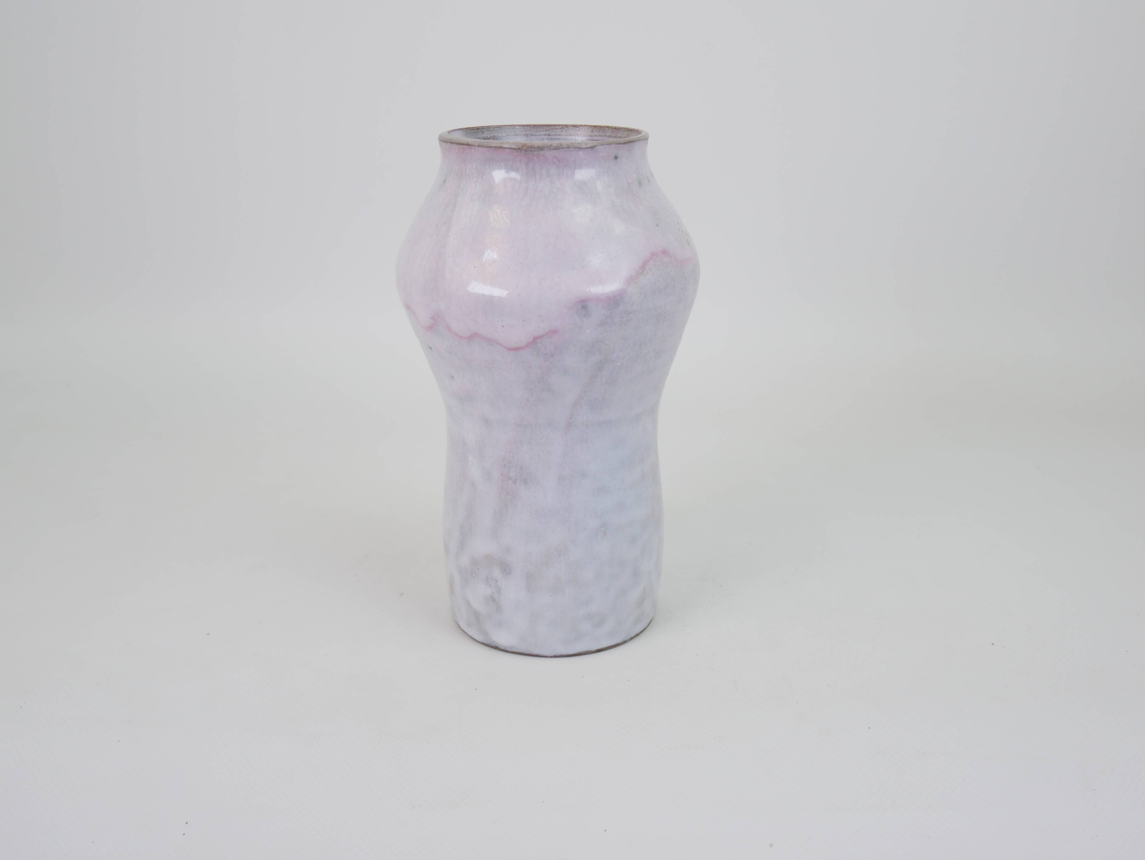 White-pink glazed ceramic vase