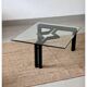 Table de salon postmoderne, structure en métal noir et en verre, années 80.