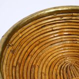 A pair of beautiful Italian Mid Century Modern bamboo bowls with brass rims