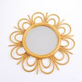 Vintage rattan sun mirror