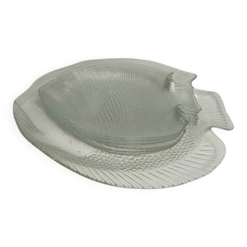 Flat set and 6 Arcoroc fish plates from the 80s.