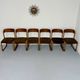 Set of 6 Baumann sleigh chairs in wood and brown fabric, original 1960s