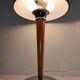 Pair of vintage 1980s wood and chrome ocean liner lamps