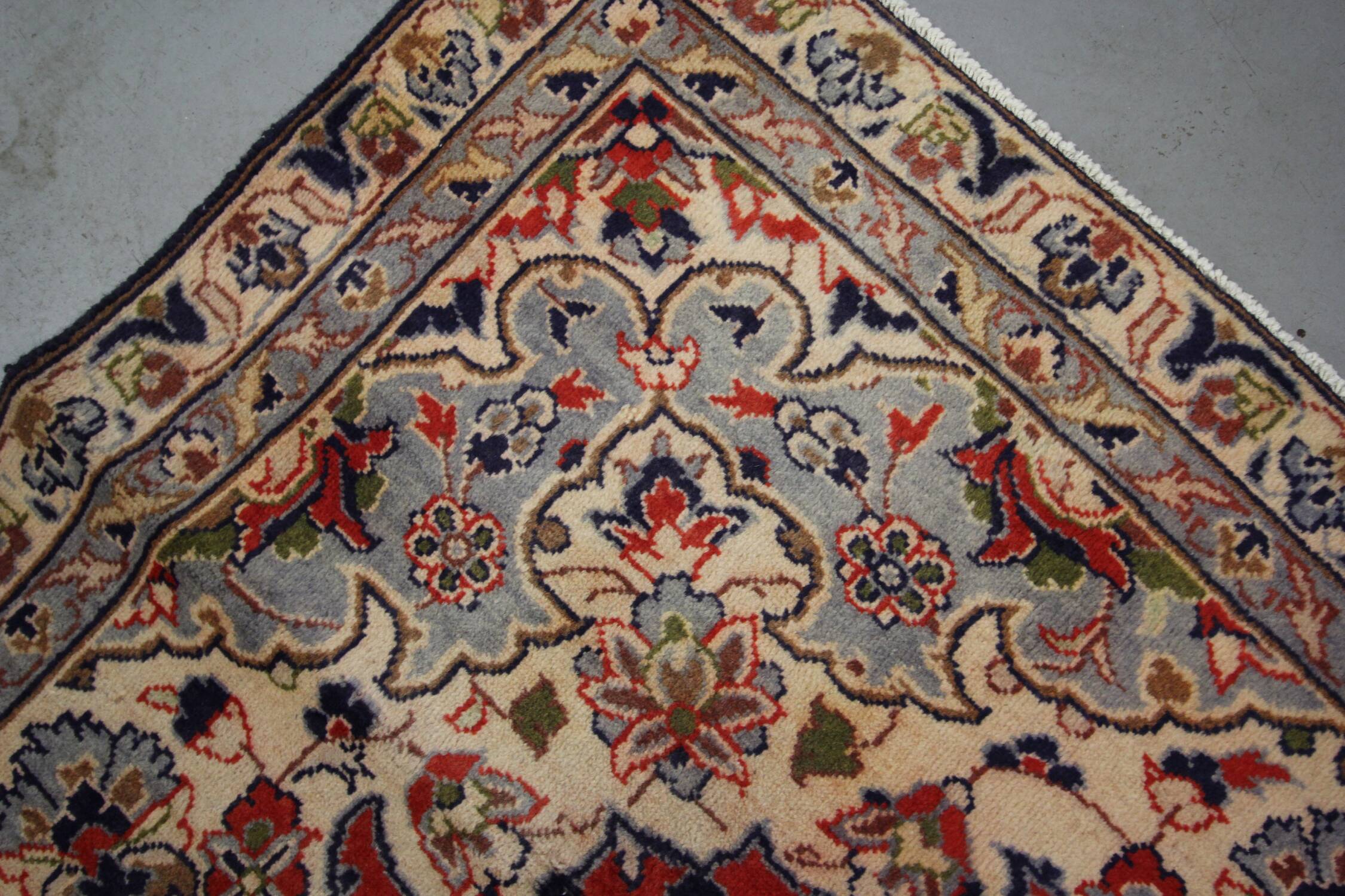 Tapis persan vintage tissé à la main en laine rouge kashan tapis de salon - 209x242cm