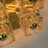 mid century peill & putzler brass CEILING LIGHT with 4 glass cubes 1960s/70