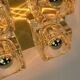 mid century peill & putzler brass CEILING LIGHT with 4 glass cubes 1960s/70