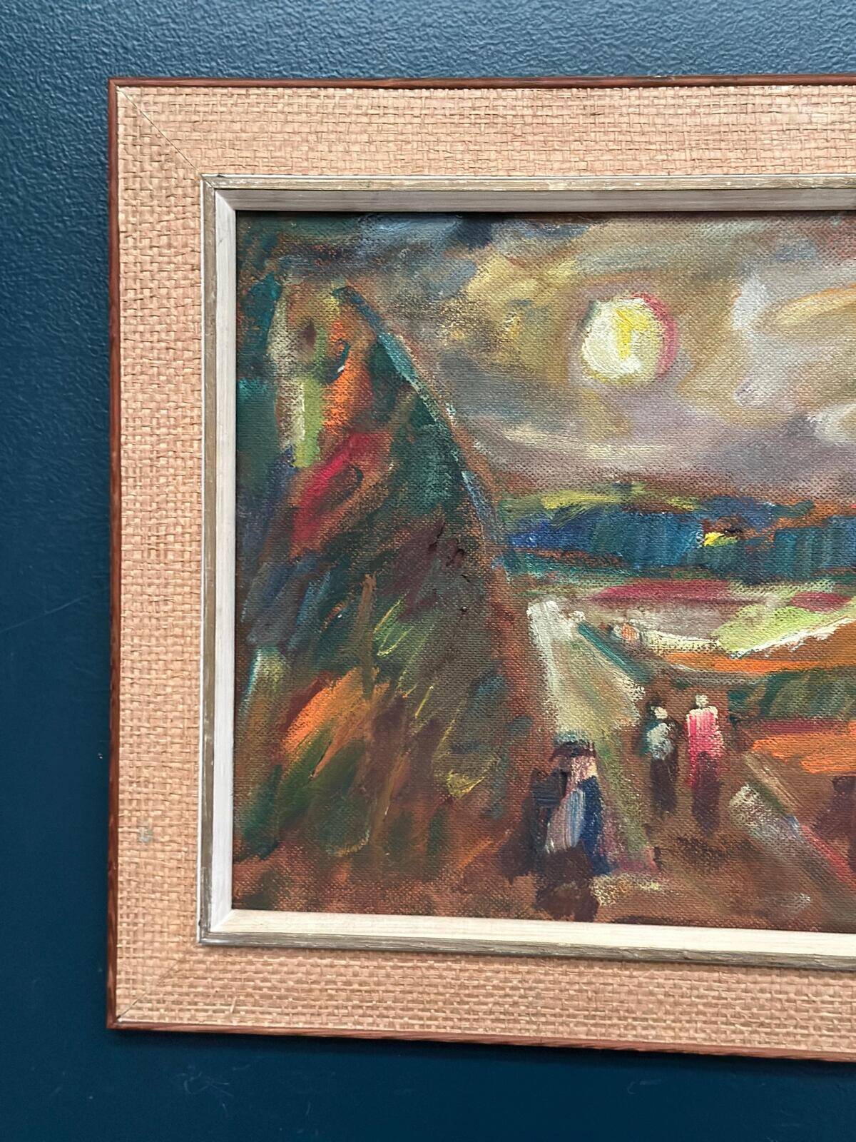 Original Swedish Oil on Panel – “Landscape with Figures” by Lars Niklasson