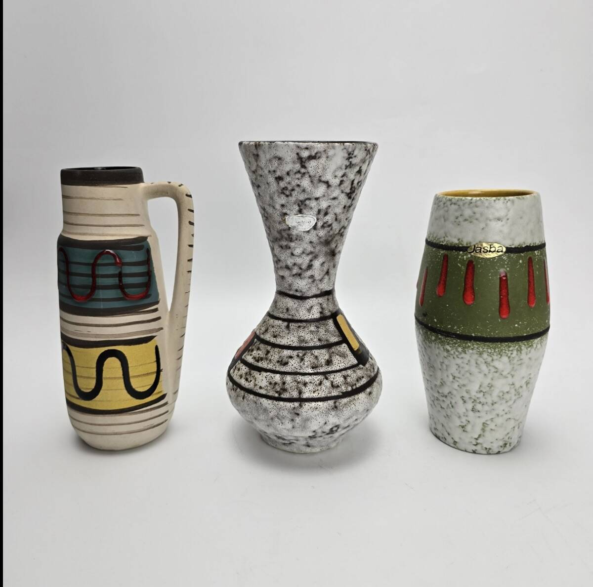 Vintage "Fat Lava" ceramic vase trio - 1960s/70s