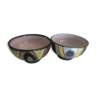 2 vintage 70s Vallauris bowls