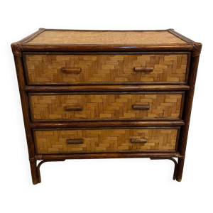 Commode des années 1960 - osier