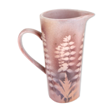 Vintage pitcher with plants in negative in pink / purple tones