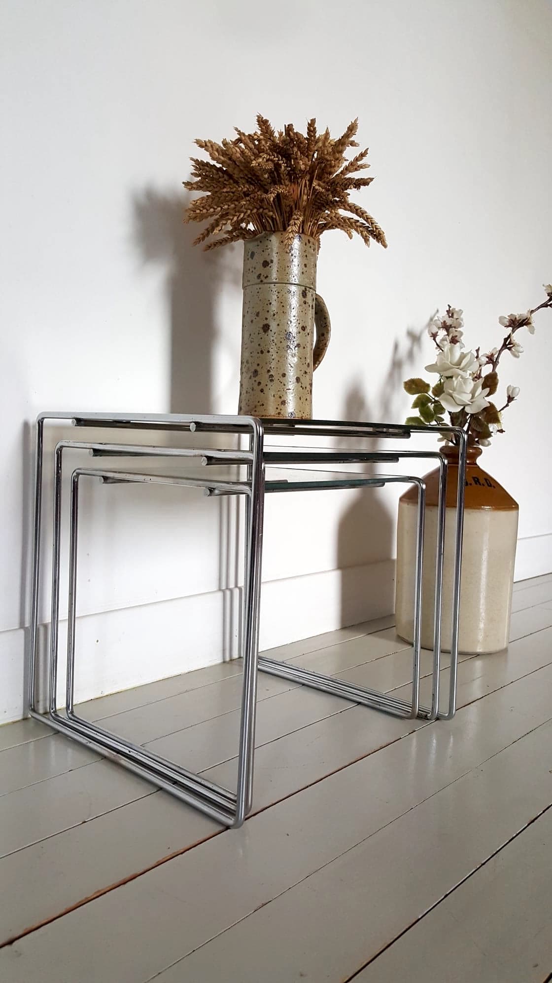 Lot of 3 glass tables