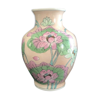 Vase à décor de lotus en émaux China XIXe Hauteur 30,02 cm