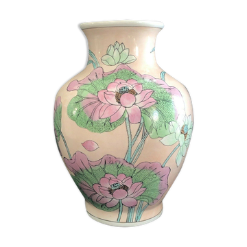 China enamel lotus vase China 19th Height 30.02 cm