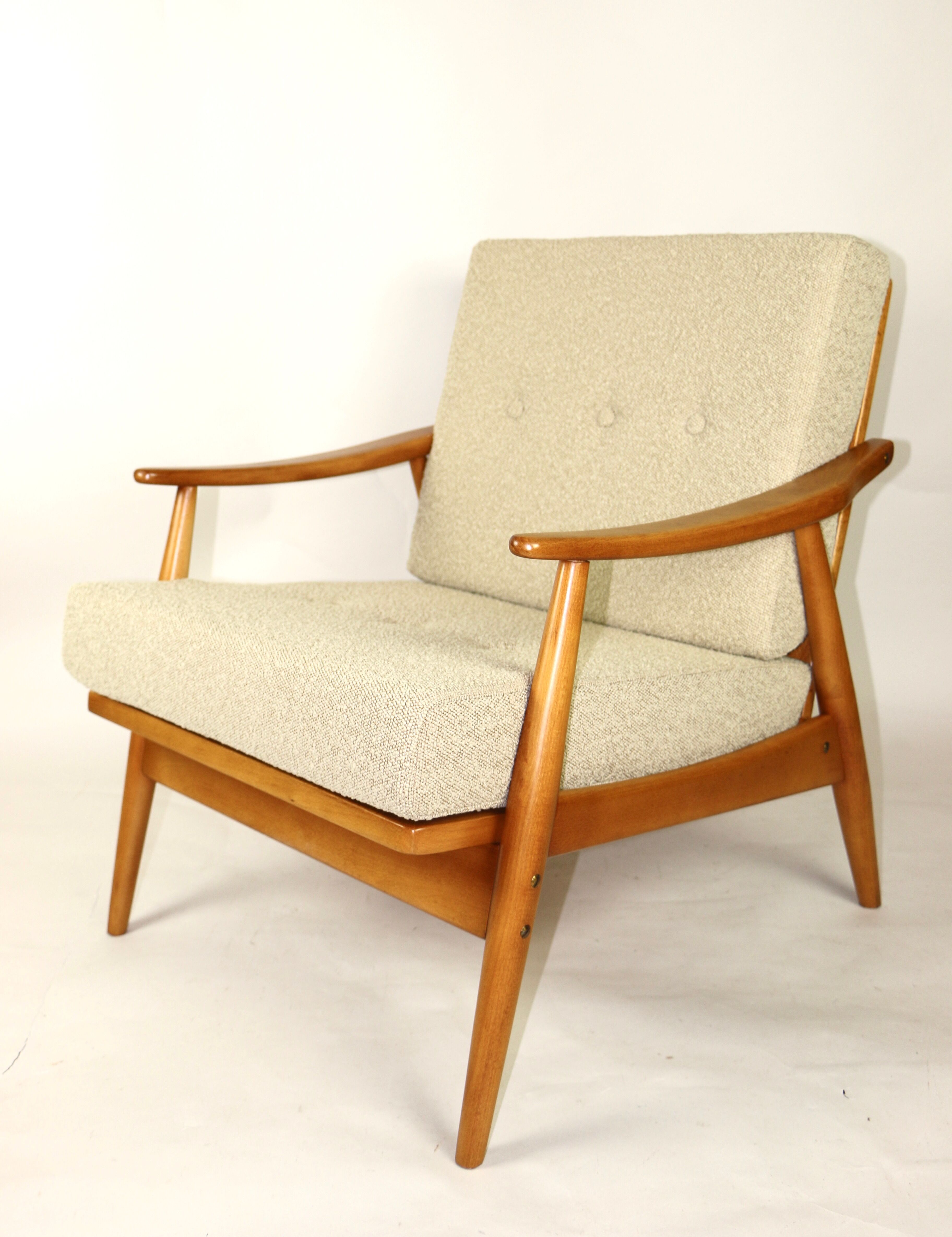 Beige boucle german bund armchair, 1970s