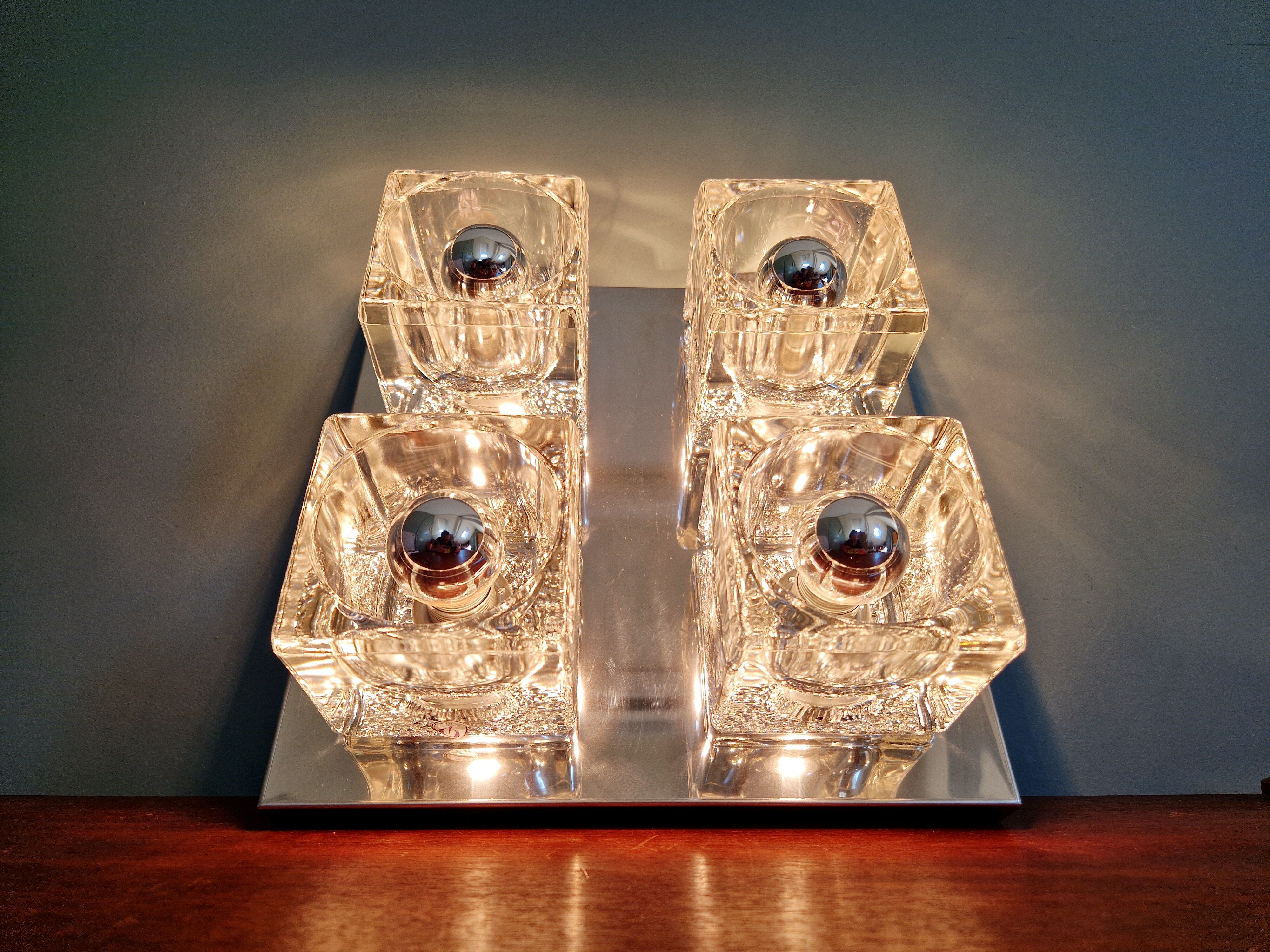 Square ceiling light/wall light Ice Cube, Peill & Putzler, 1970