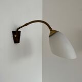 Pair of Brass and Opaline Glass Mid-Century Swedish Wall Lights