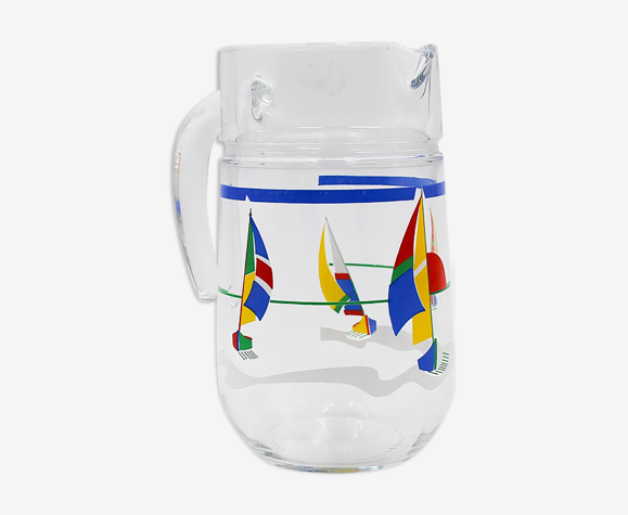 Pichet à eau en verre motif Voiliers