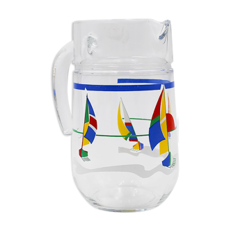 Glass water pitcher pattern Sailboats