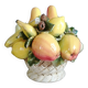 Basket with ceramic fruit decoration