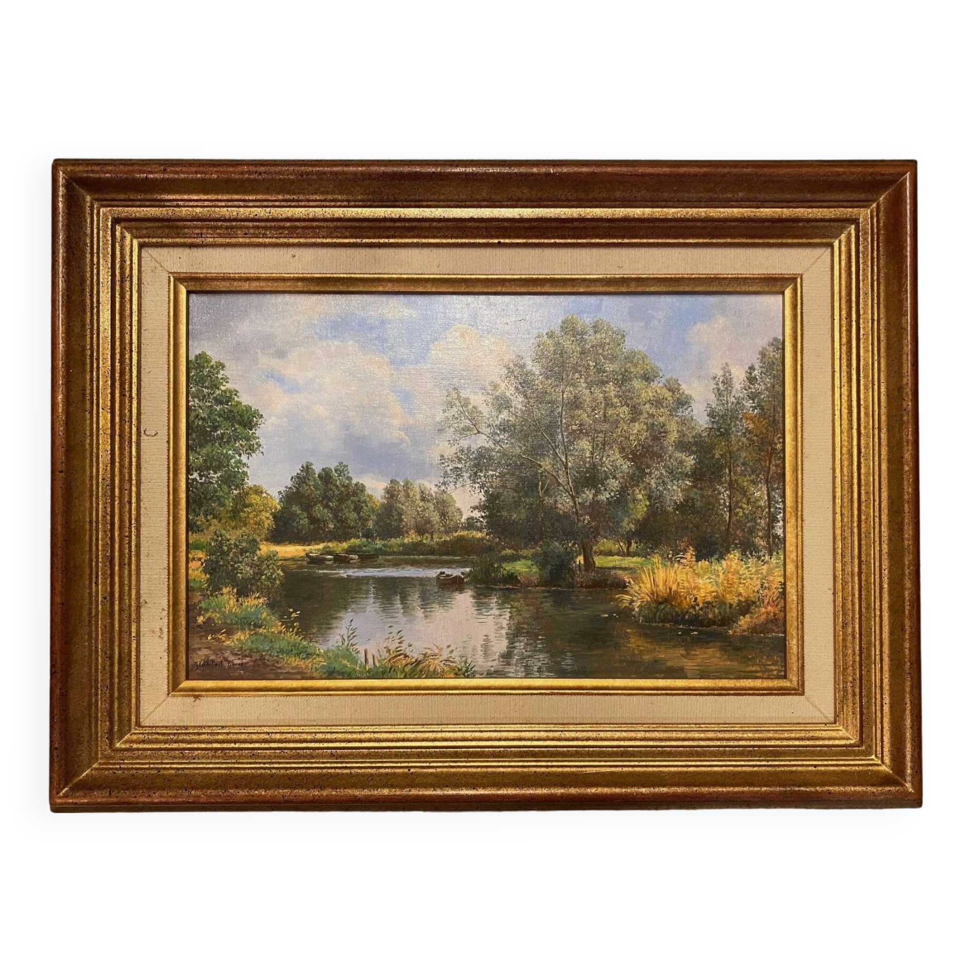 Oil painting on canvas kerfeuille marais de briere signed jean paul barre