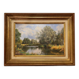 Oil painting on canvas kerfeuille marais de briere signed jean paul barre