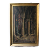 20th century French school painting "Apse of the Cathedral of Saint-Om