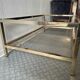 Grande table basse vintage verre et laiton – années 1960-1970