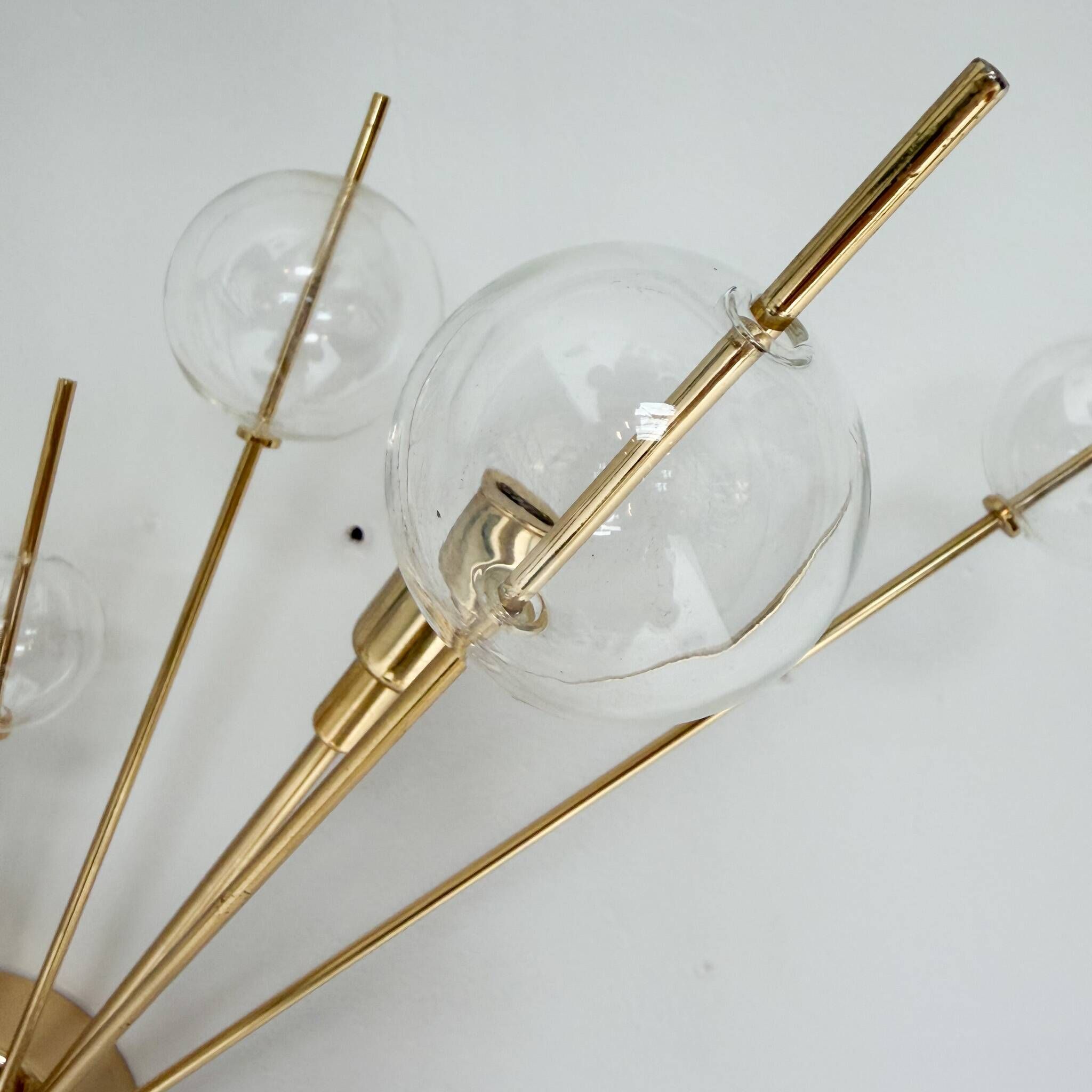 Set of 2 Italian wall lamps with glass spheres, 1970s