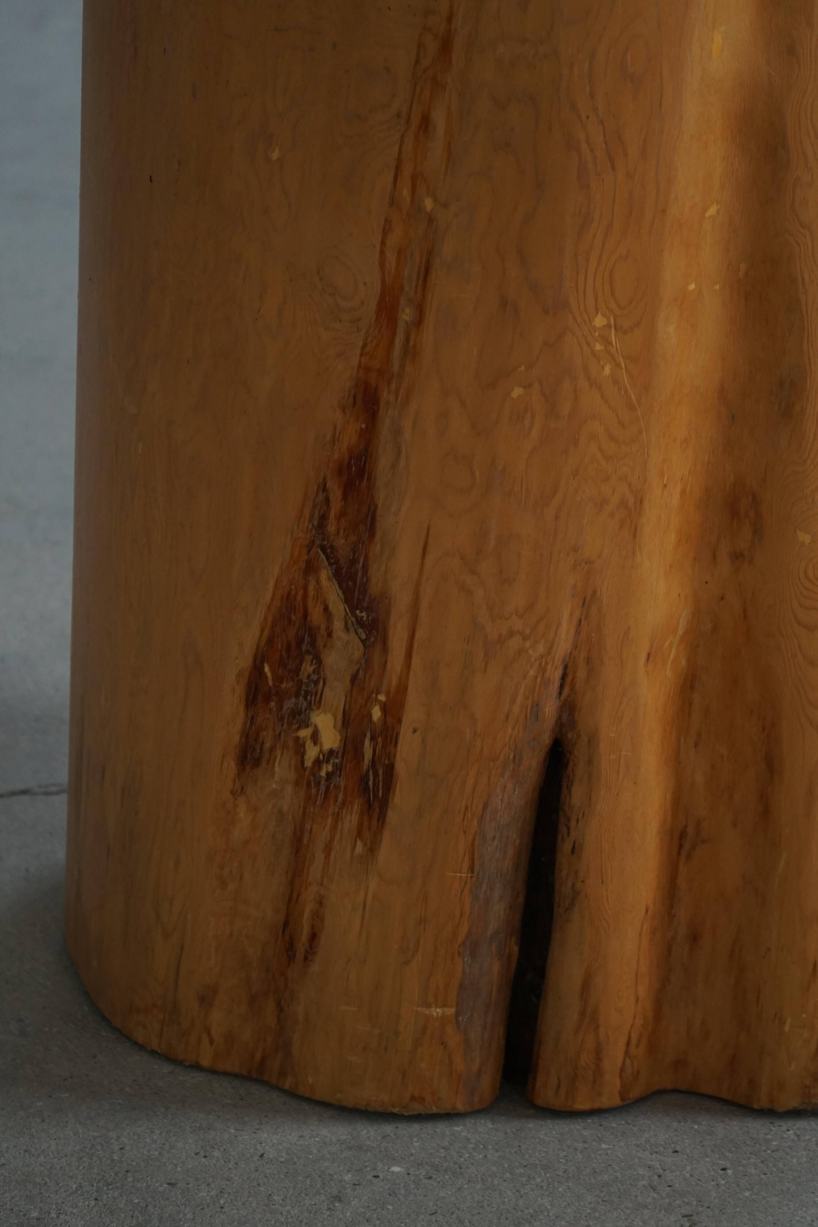 Fauteuil Stump Moderne en Pin Massif, par un Ébéniste Suédois, Wabi Sabi, années 1960