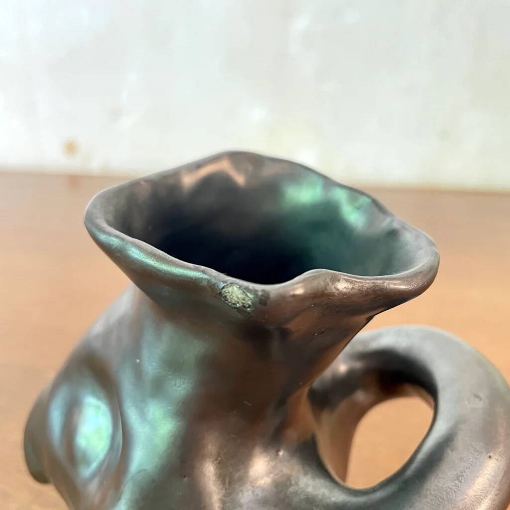 Zoomorphic glazed earthenware vase by René Delarue, 1950s