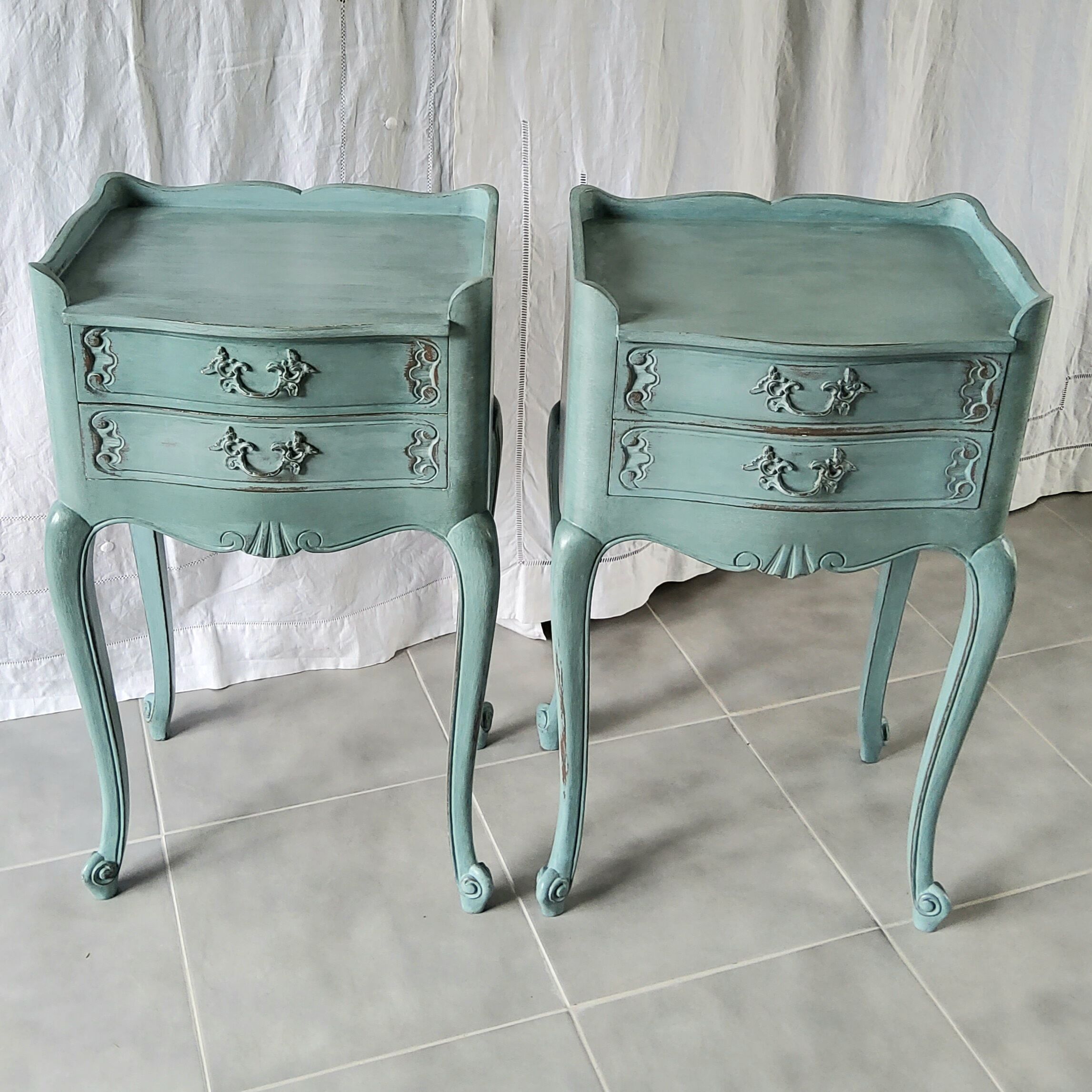 Pair of patinated Louis XV bedside tables