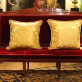 18th Century French Hand Carved Mahogany Upholstered Sofa in the style of George Jacob