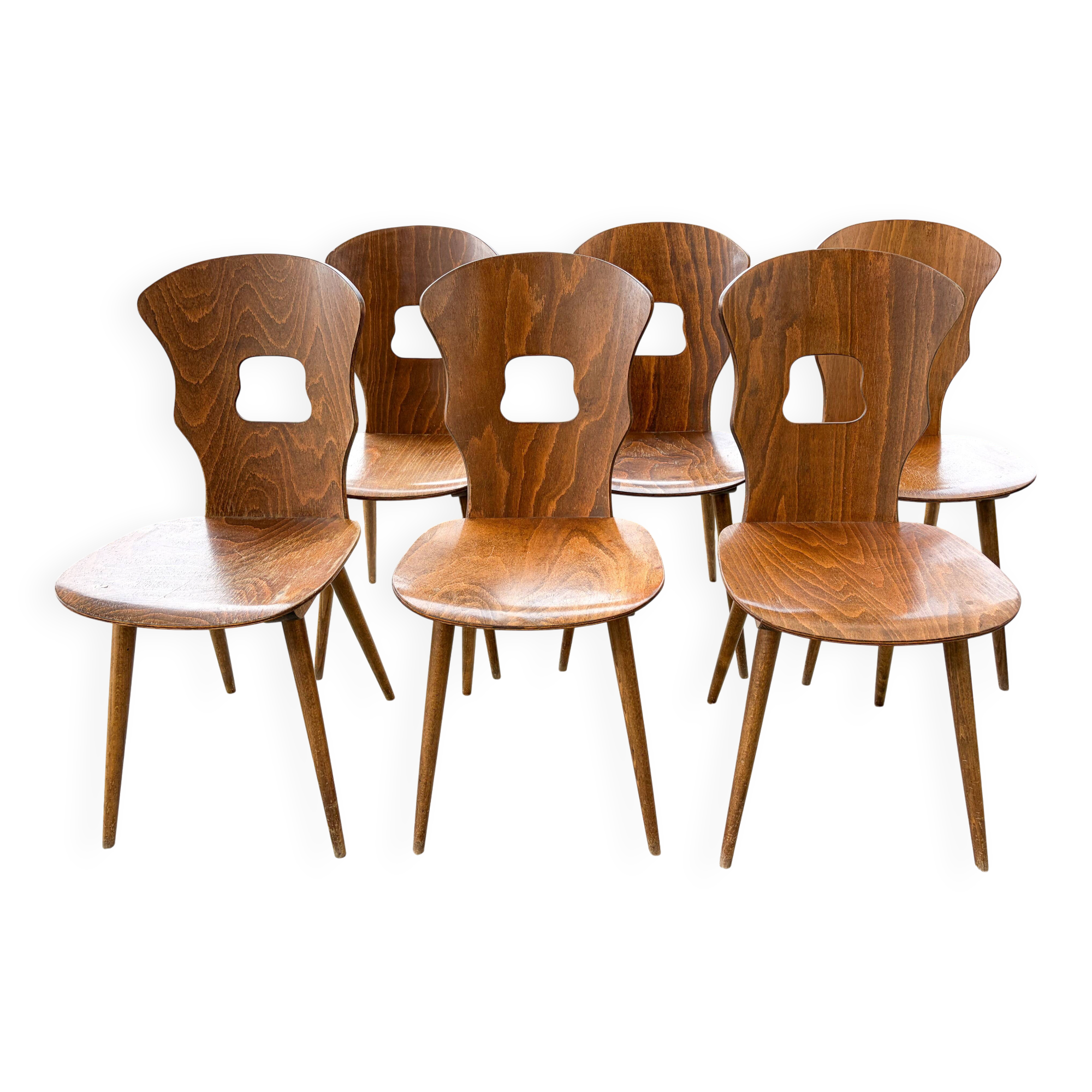 Set of 6 bistro chairs, model Gentiane, Baumann, 1960s.
