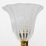 Barovier & Toso Art Deco Style Brass and Murano Glass Sconce