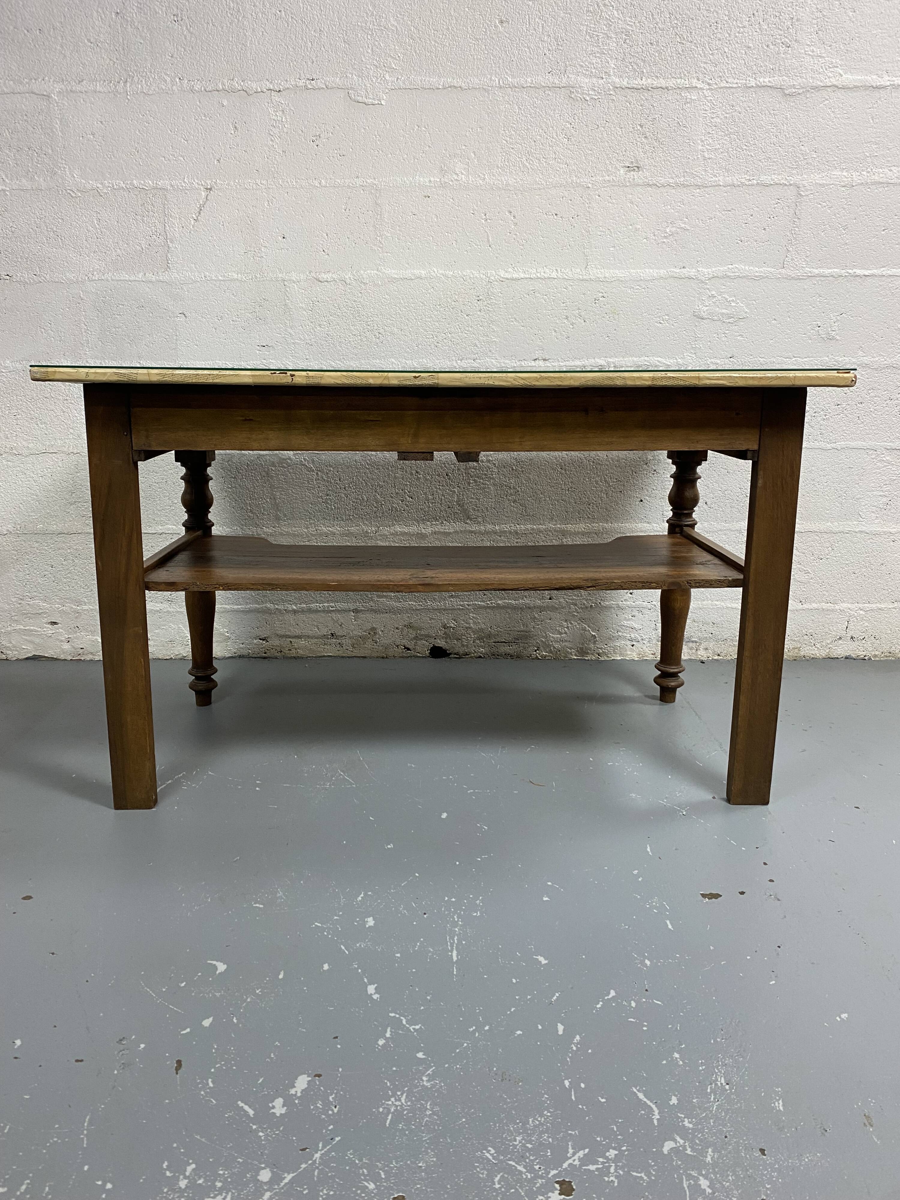 Old wooden farmhouse table