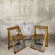 Pair of vintage folding wooden chairs by Aldo Jacober
