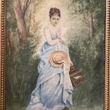 Young girl with doves painting 1860