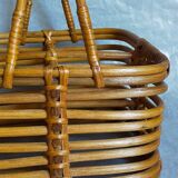 Bottle basket in vintage wicker 60s