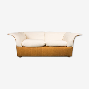 2 seater sofa in brown linen 70