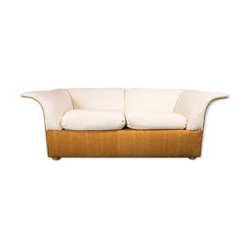 2 seater sofa in brown linen 70